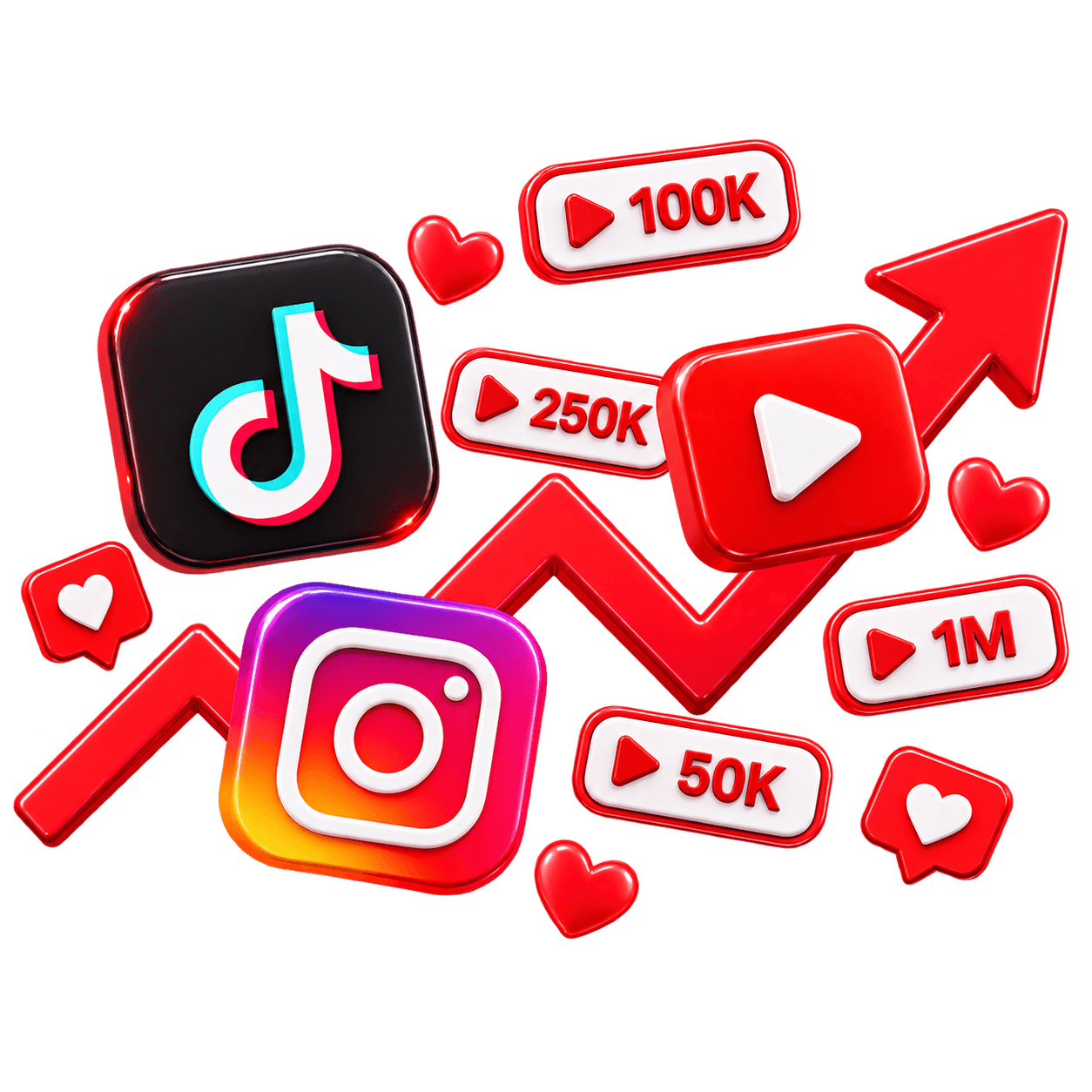 TikTok, Instagram and YouTube icons among rising view counts